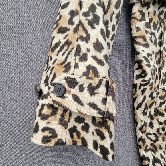 J Crew Collection XS Leopard Animal Print Short Belted Trench Coat BK634 - Picture 5 of 10